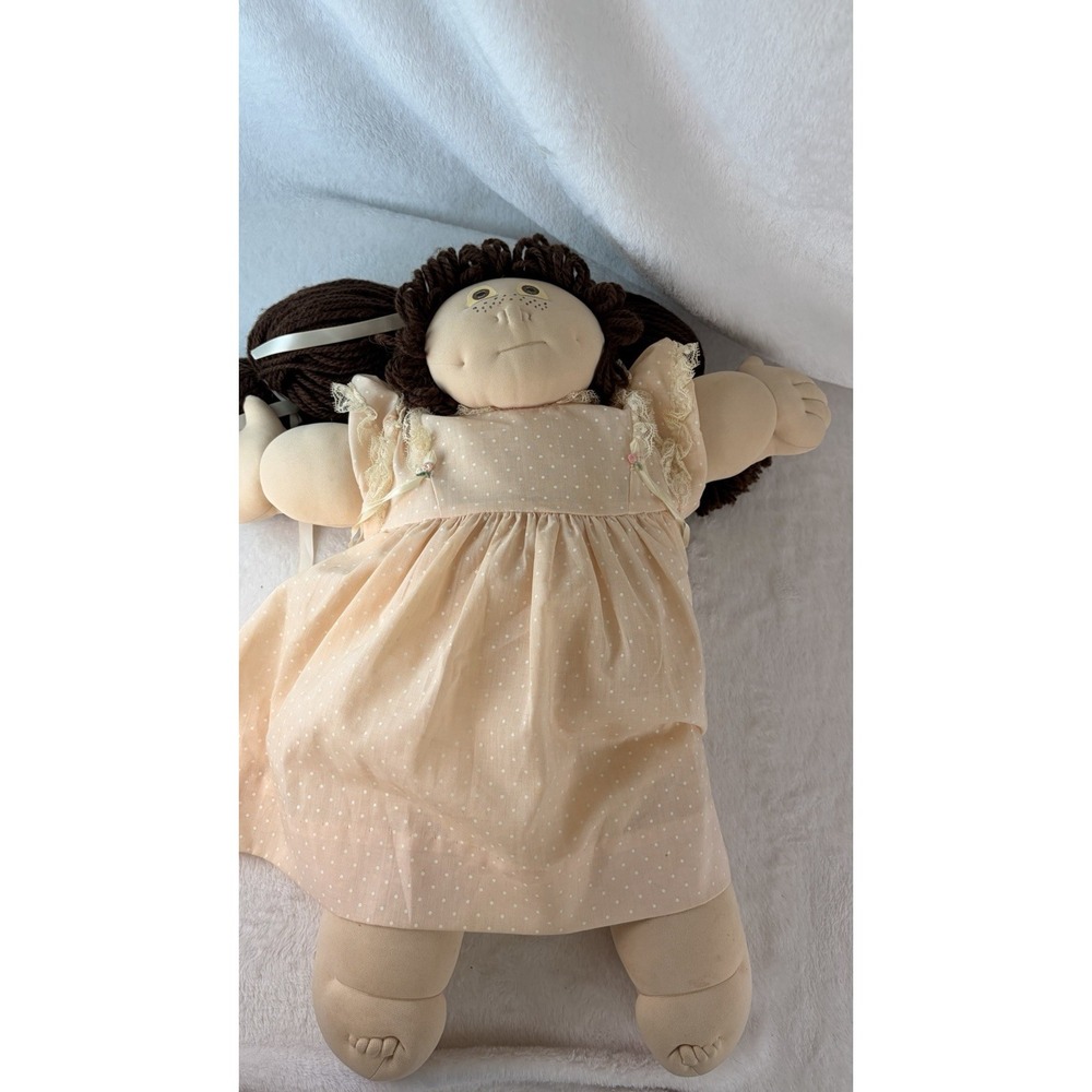 Vintage 1980s Homemade Soft Sculpture Cloth Doll Cabbage Patch Style 21"